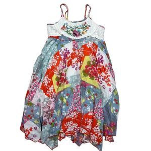 Mimi‎ & Maggie Girls Floral Patchwork Dress Size M 10-12 Multicolor Bohemian